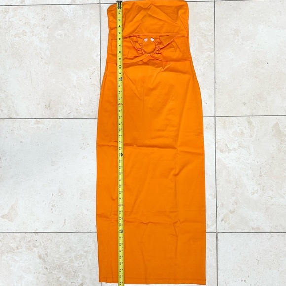 ZARA | NWT ORANGE CUT OUT STRAPLESS METAL RING DRESS STRETCHY SEXY BODY CON - Picture 12 of 15